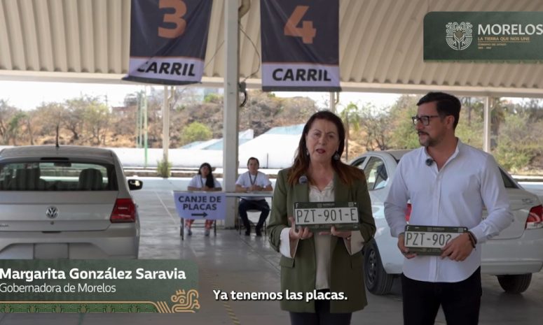 Anuncia Margarita entrega de placas de circulación en Morelos