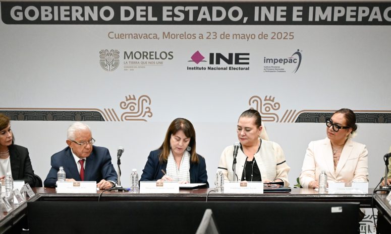Firma Margarita convenio con INE para garantizar jornada este 1 de junio