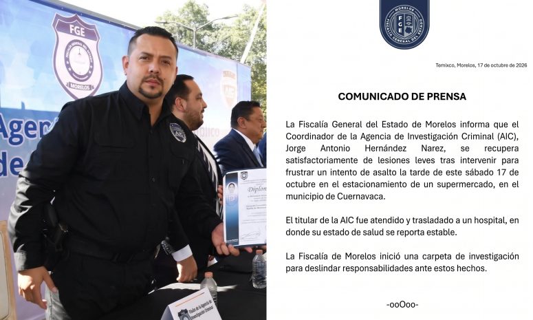 Lesionan a coordinador de la AIC durante presunto asalto en Cuernavaca